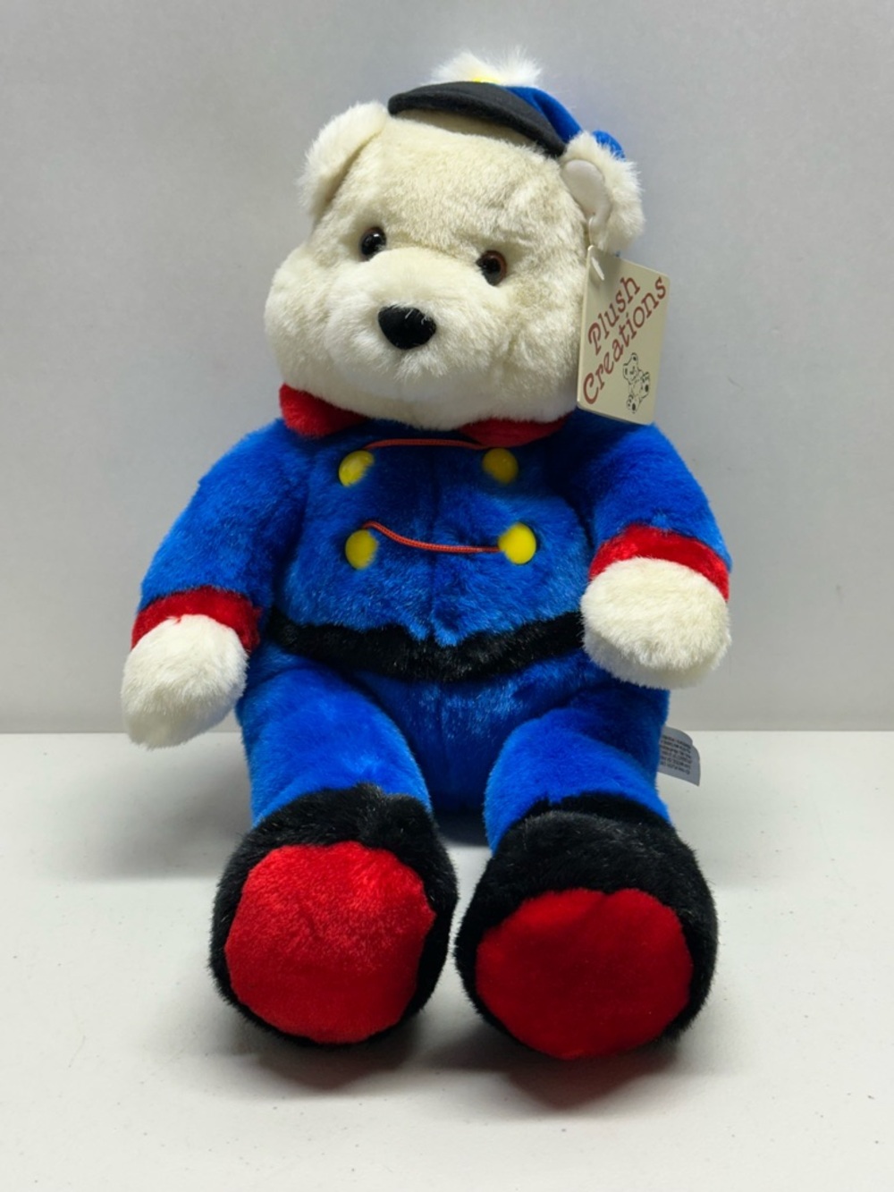 Vintage 1998 Plush Creations Inc Adorable White Parade Bear Stuffed Bin 4